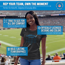 Carolina Panthers NFL Womens Big Date Tag-Less T-Shirt - Black