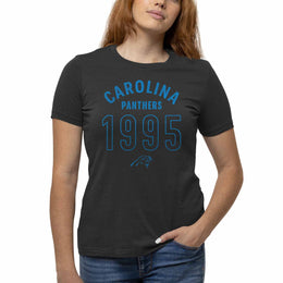 Carolina Panthers NFL Womens Big Date Tag-Less T-Shirt - Black