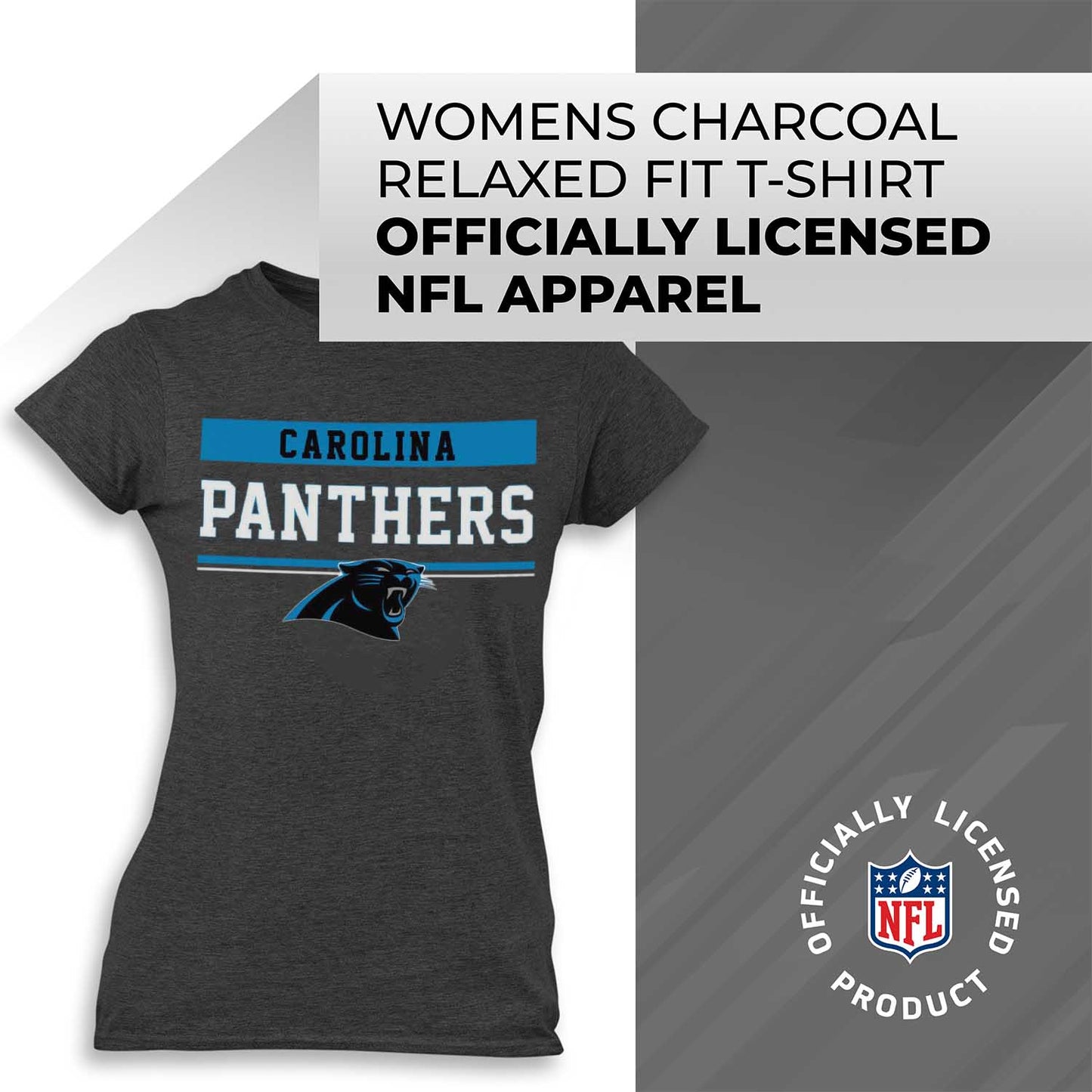 Carolina Panthers NFL Women's Team Block Plus Sized Relaxed Fit T-Shirt - Charcoal