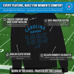 Carolina Panthers NFL Womens Big Date French Terry Slouchy Top - Black
