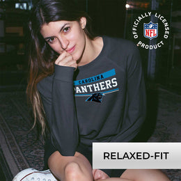 Carolina Panthers NFL Womens Team Block French Terry Slouchy Top - Charcoal