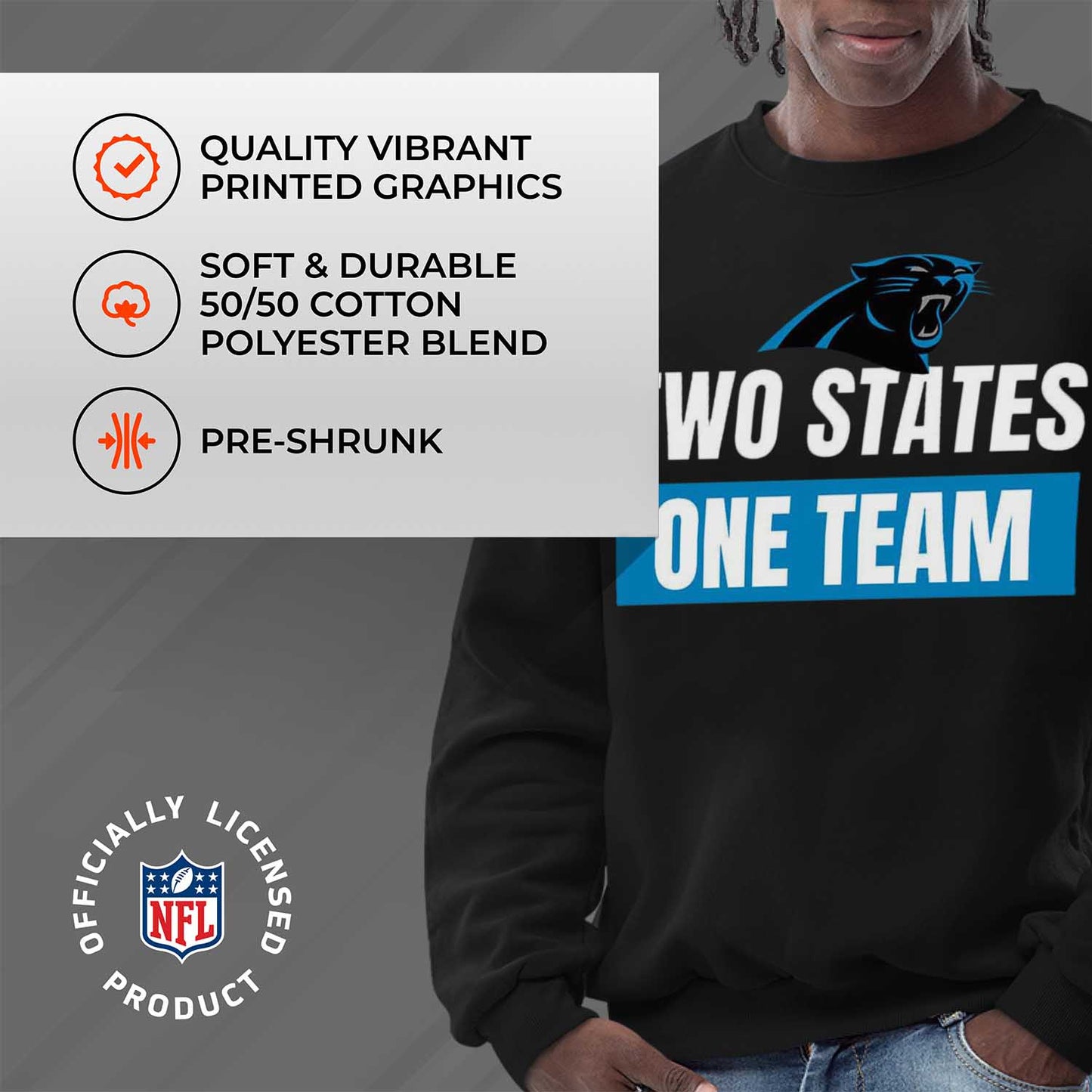 Carolina Panthers NFL Adult Slogan Crewneck Sweatshirt - Black