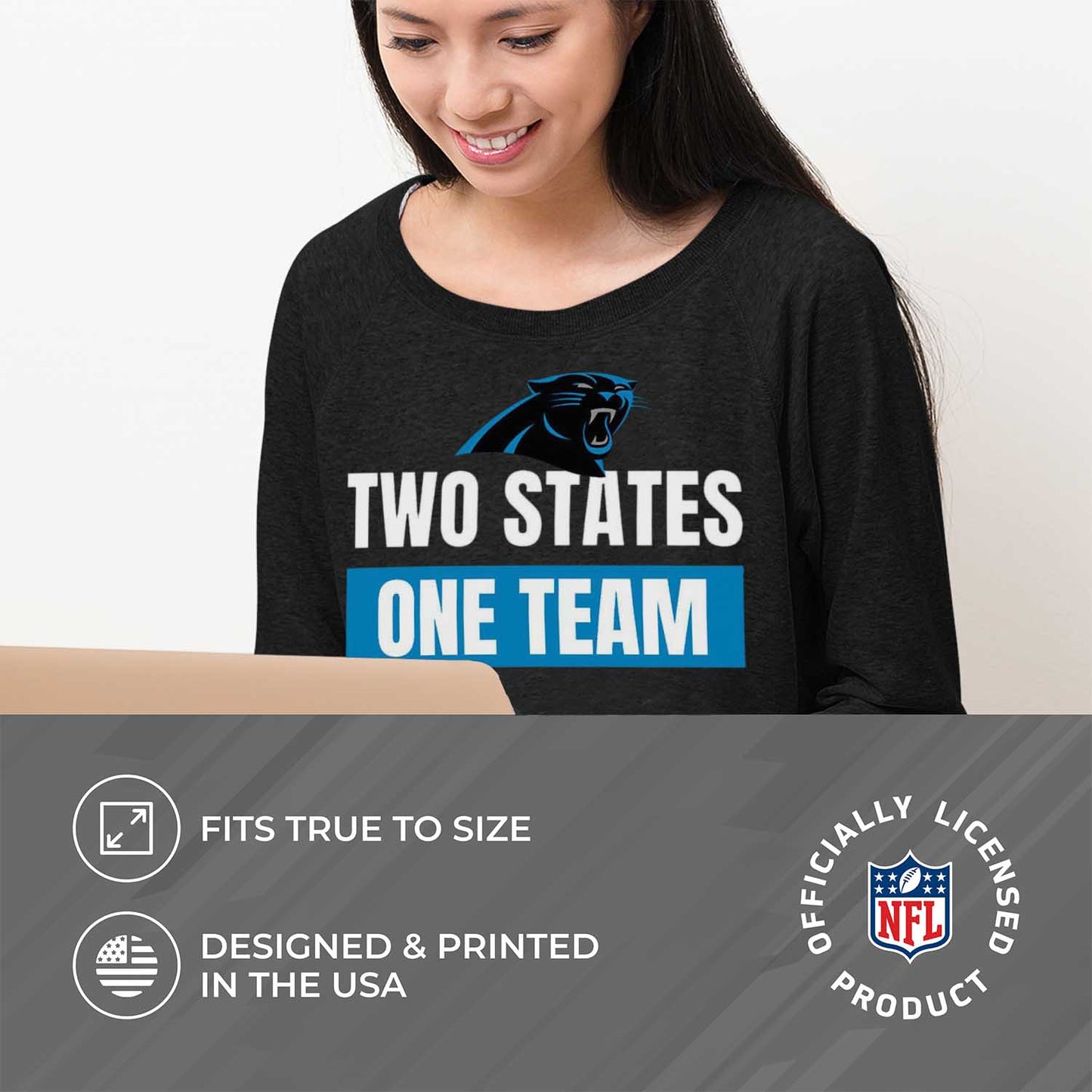 Carolina Panthers NFL Womens Team Slogan Crew Neck - Black