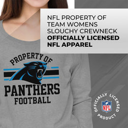 Carolina Panthers NFL Womens Property of Lighweight Crew Neck - Sport Gray