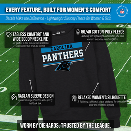 Carolina Panthers NFL Womens Team Block French Terry Slouchy Top - Charcoal
