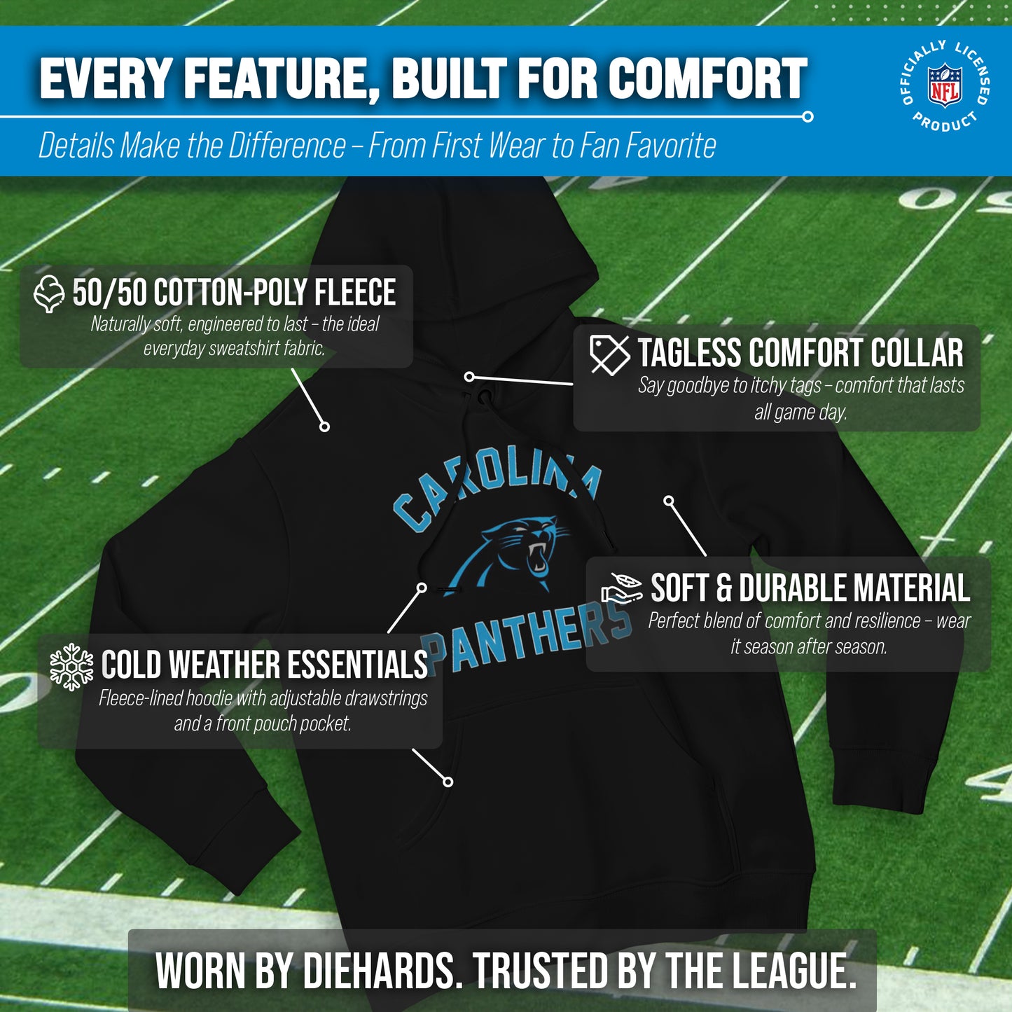 Carolina Panthers Team Fan Apparel NFL  Gameday Hoodie - Black
