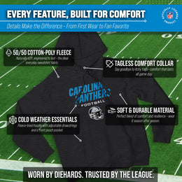 Carolina Panthers Adult NFL Football Helmet Heather Hooded Sweatshirt  - Charcoal