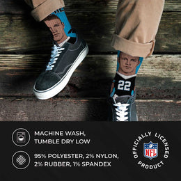 Carolina Panthers FBF NFL Youth V Curve MVP Christian McCaffrey Player Crew Socks - Blue