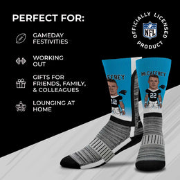 Carolina Panthers FBF NFL Youth V Curve MVP Christian McCaffrey Player Crew Socks - Blue