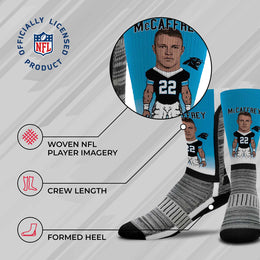 Carolina Panthers FBF NFL Youth V Curve MVP Christian McCaffrey Player Crew Socks - Blue