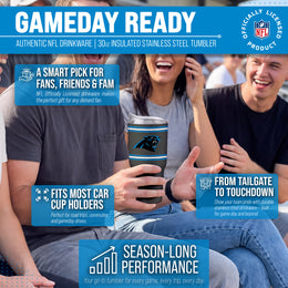 Carolina Panthers  30 oz Stripe Powder Coat Tumbler | NFL Stainless - Black