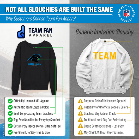 Carolina Panthers NFL Womens Ultimate Fan French Terry Slouchy Top- Raglan Sleeves - Charcoal