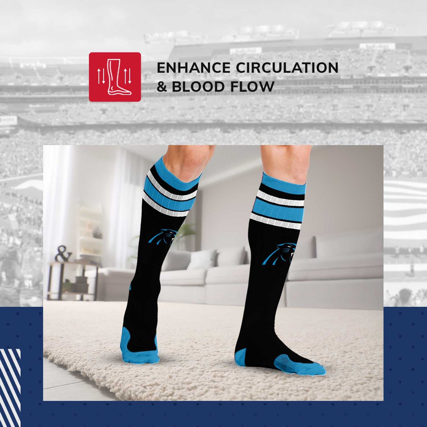 Carolina Panthers NFL Adult Knee High-Performance Socks - Black