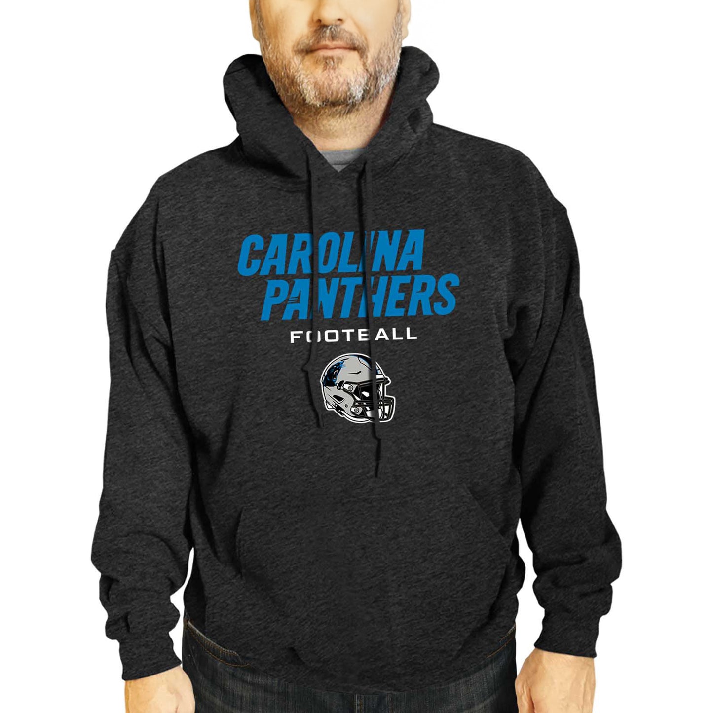 Carolina Panthers Adult NFL Football Helmet Heather Hooded Sweatshirt  - Charcoal