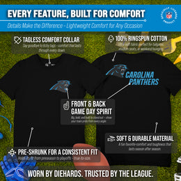 Carolina Panthers NFL Pro Football Final Countdown Adult Cotton-Poly Short Sleeved T-Shirt For Men & Women - Black