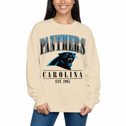 Carolina Panthers Womens NFL Starstruck Crewneck Pullover - Cream