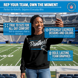 Carolina Panthers Womens NFL Scrimmage Line Crewneck Pullover - Black
