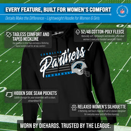 Carolina Panthers Ladies NFL Scrimmage Line Fleece Pullover Hooded Sweatshirt - Black