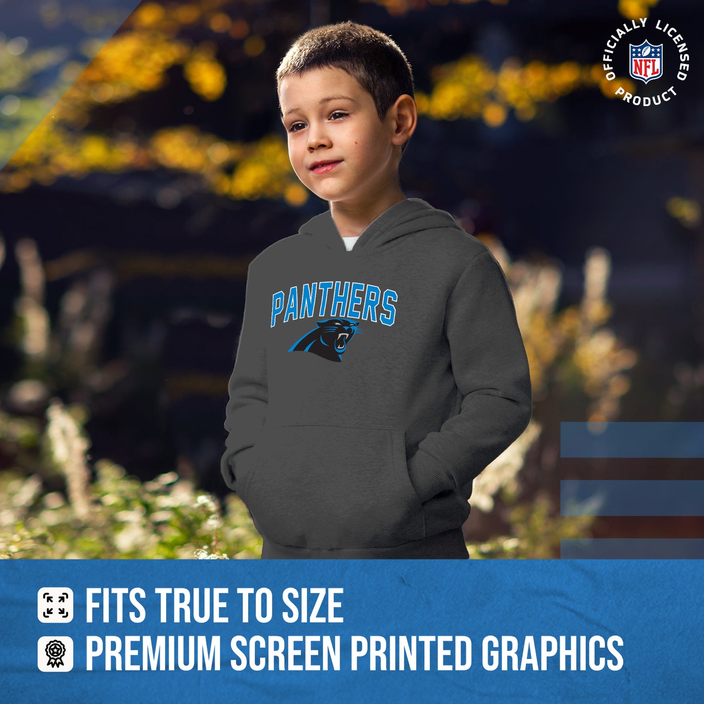 Carolina Panthers NFL Youth Home Team Hoodie- Kids Hooded Sweatshirt - Sport Gray