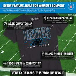 Carolina Panthers NFL Womens Overtime Blueprint Tag-Less T-Shirt - Black