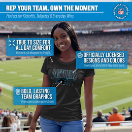 Carolina Panthers NFL Womens Overtime Blueprint Tag-Less T-Shirt - Black