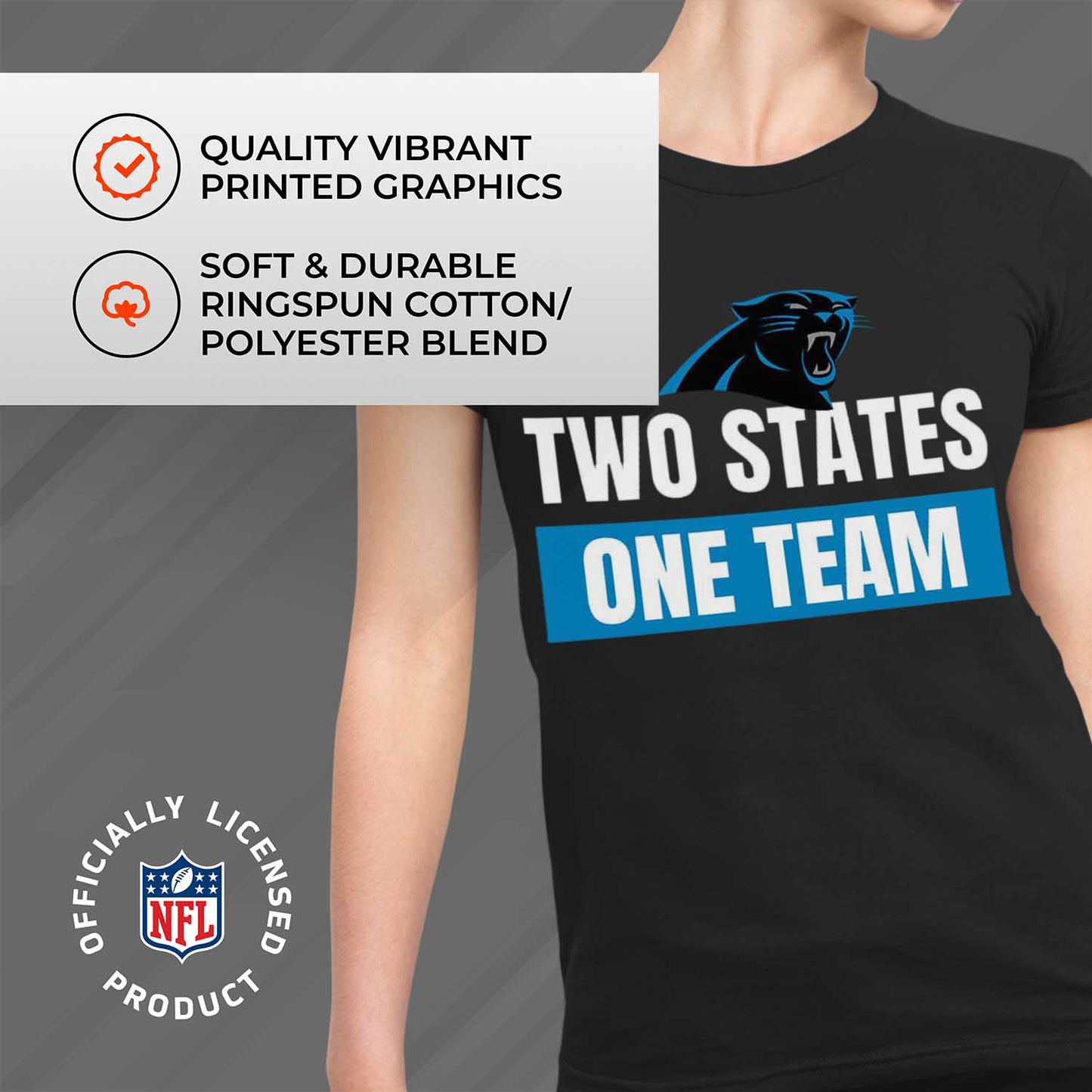 Carolina Panthers NFL Womens Plus Size Team Slogan Short Sleeve T-Shirt - Black