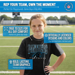 Carolina Panthers NFL Youth Overtime Blueprint Football T-Shirt Unisex Tag Free Comfortable - Black
