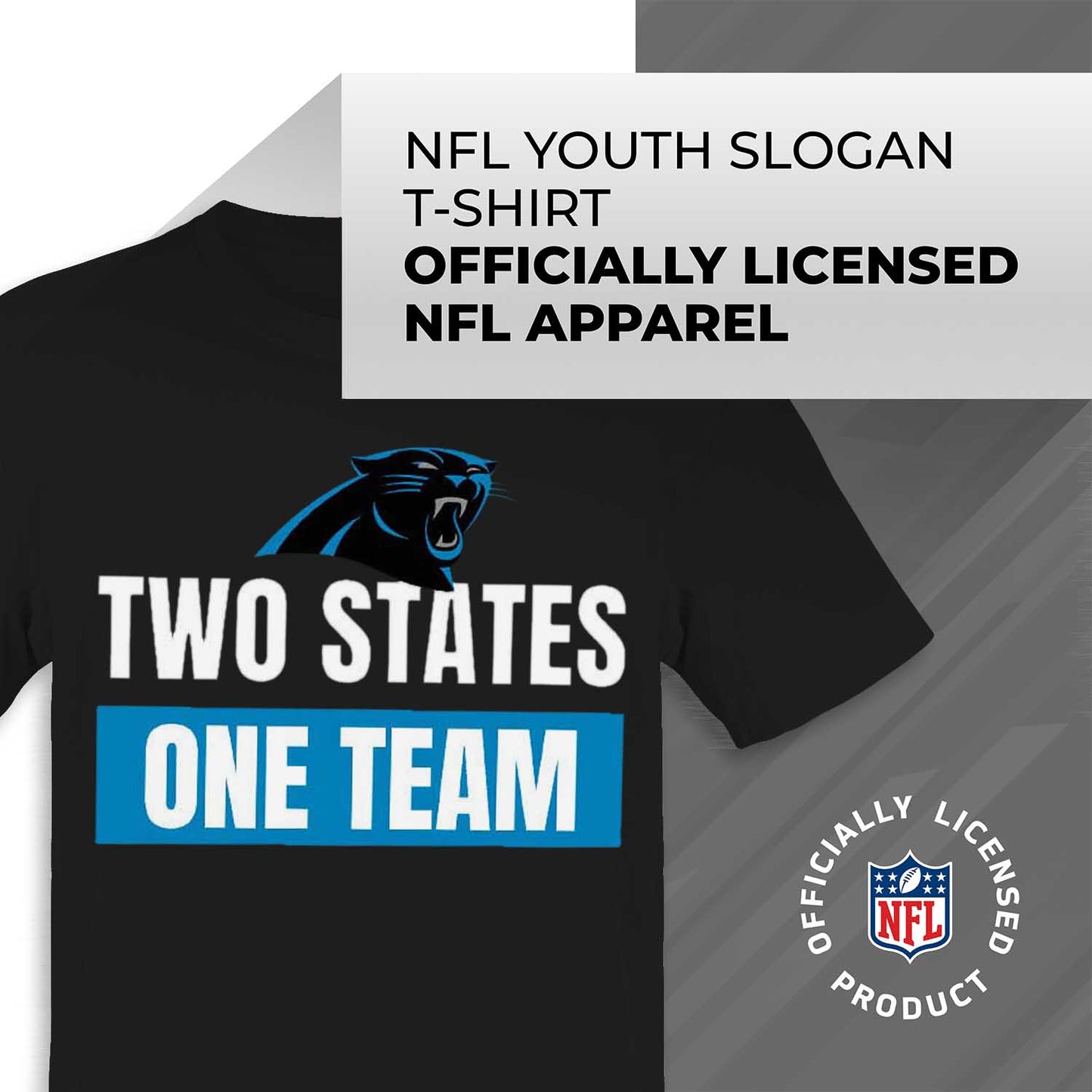 Carolina Panthers NFL Youth Team Slogan Short Sleeve Lightweight T Shirt - Black