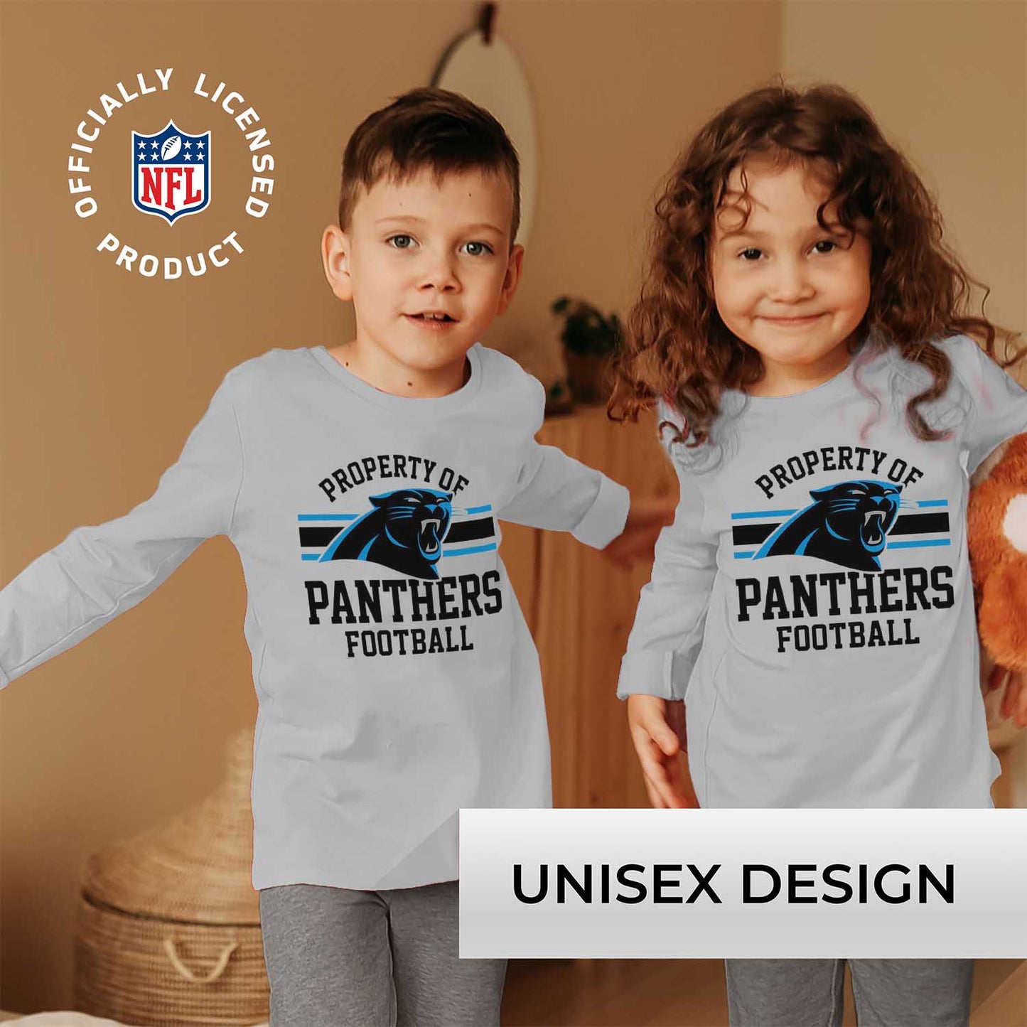 Carolina Panthers NFL Youth Property Of Crew Sweatshirt - Sport Gray