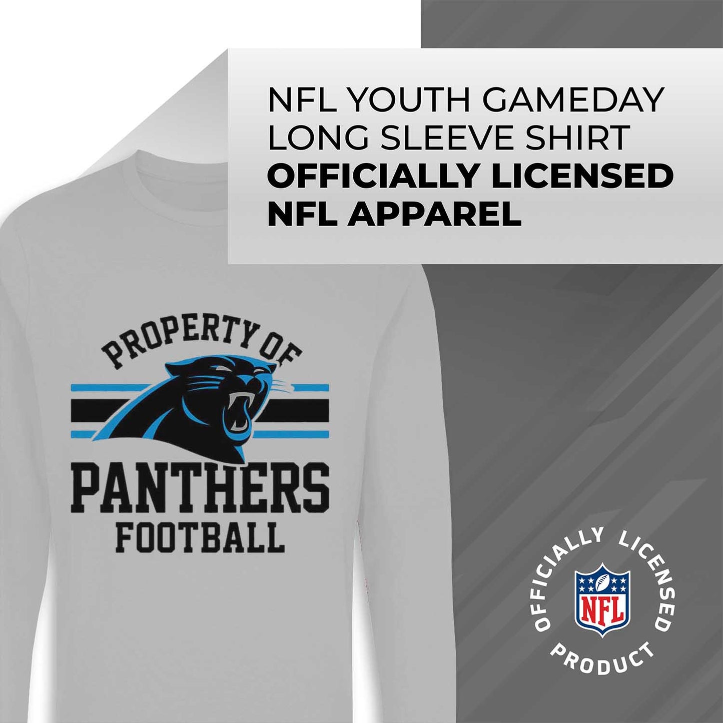 Carolina Panthers NFL Youth Property Of Crew Sweatshirt - Sport Gray