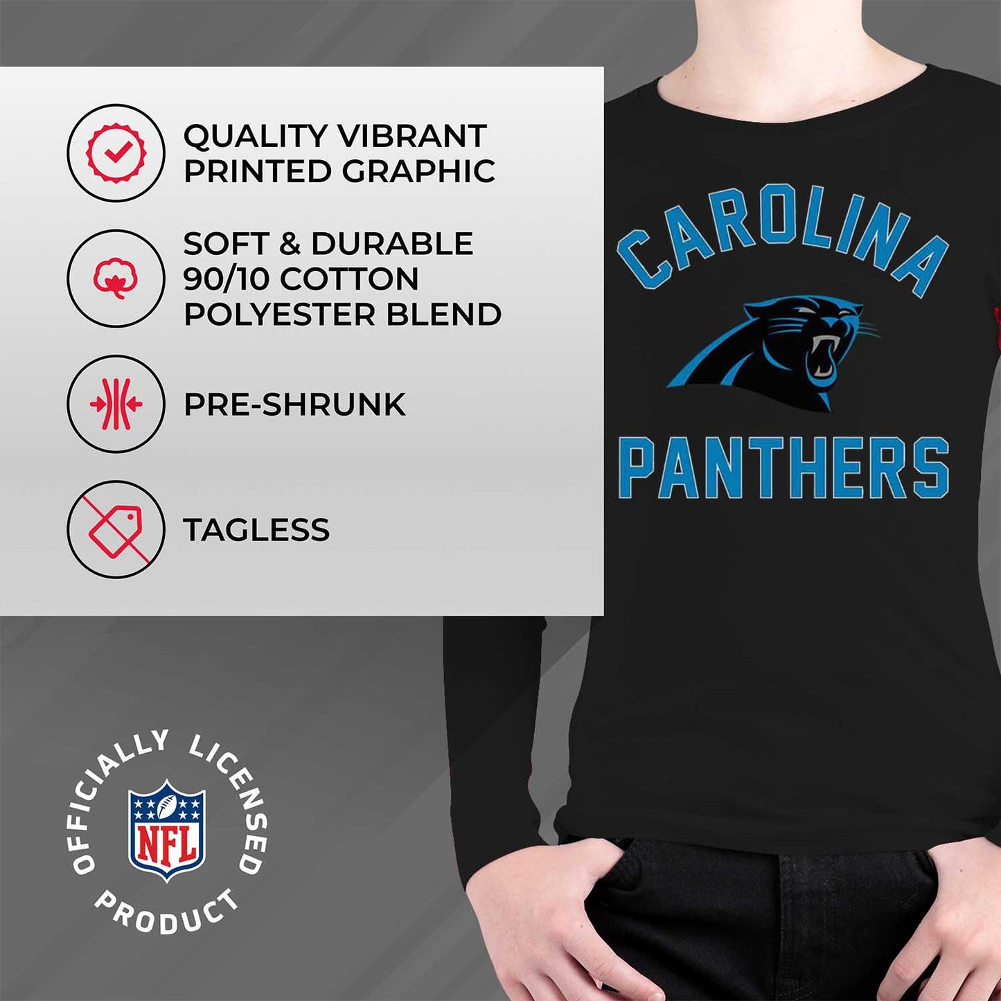 Carolina Panthers NFL Youth Gameday Crewneck Sweatshirt - Black