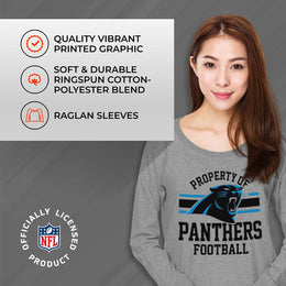 Carolina Panthers NFL Womens Property of Lighweight Crew Neck - Sport Gray