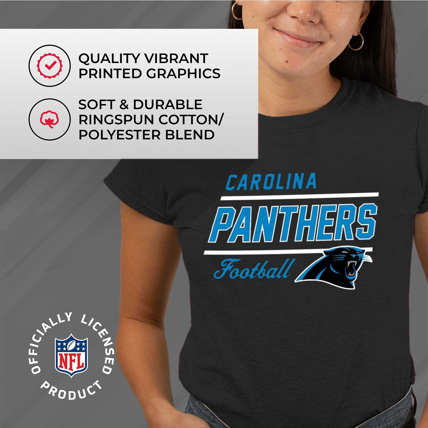 Carolina Panthers NFL Womens Plus Size Relaxed Fit T-Shirt - Black
