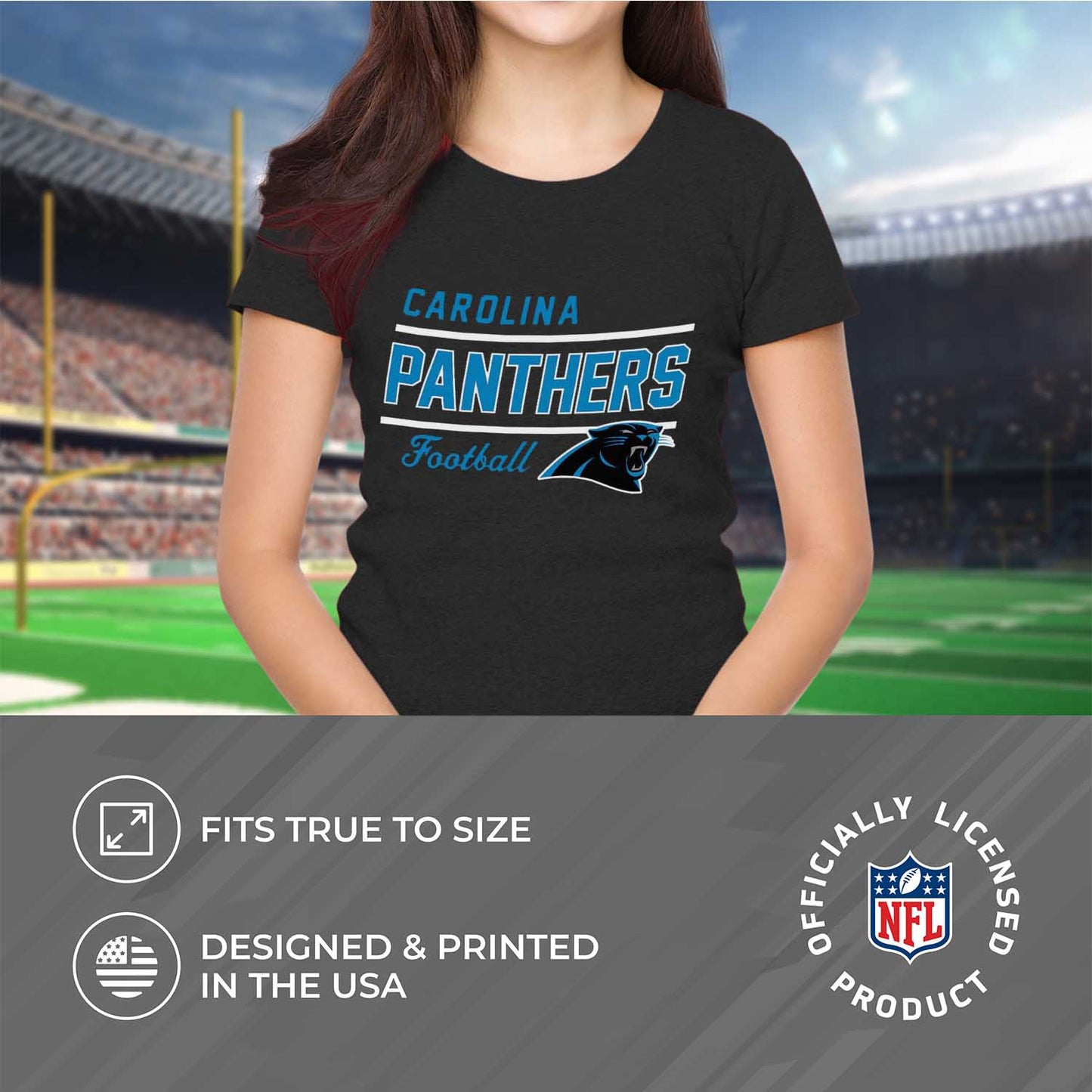 Carolina Panthers NFL Womens Plus Size Relaxed Fit T-Shirt - Black