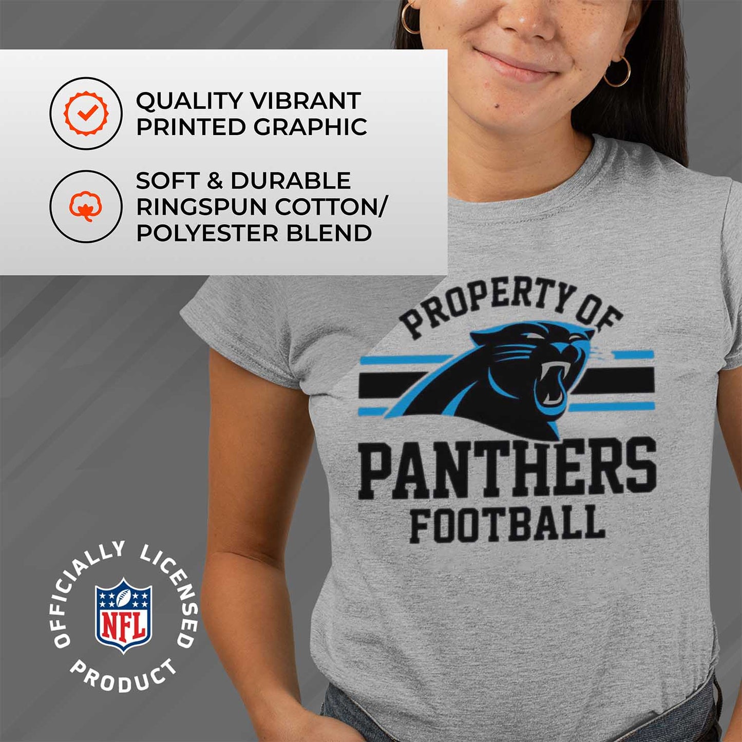 Carolina Panthers NFL Women's Property Of Lightweight Plus Size T-Shirt - Sport Gray