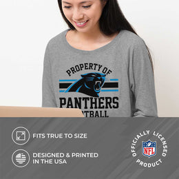 Carolina Panthers NFL Womens Plus Size Property of Lightweight Crew Neck - Sport Gray