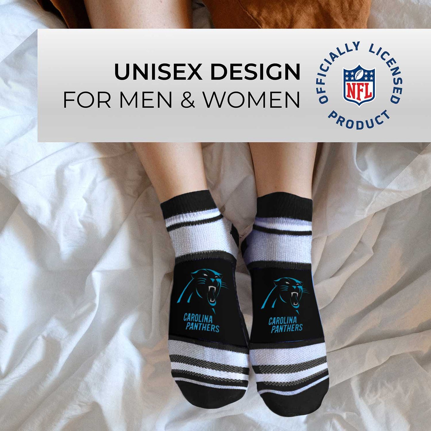 Carolina Panthers Adult Marquis Addition No Show Socks - Black