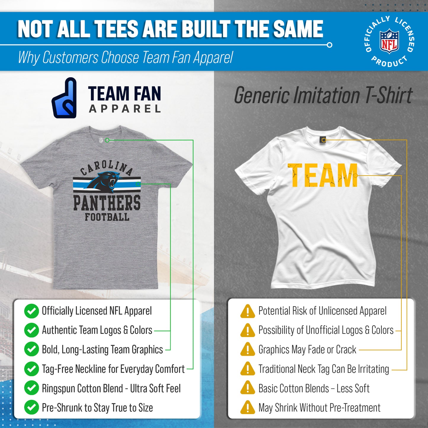 Carolina Panthers NFL Adult Short Sleeve Team Stripe Tee - Sport Gray
