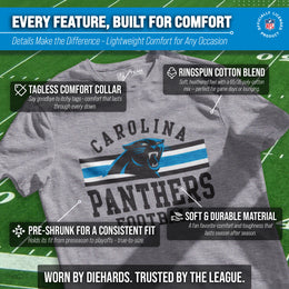 Carolina Panthers NFL Adult Short Sleeve Team Stripe Tee - Sport Gray