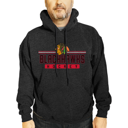 Chicago Blackhawks NHL Adult Heather Charcoal True Fan Hooded Sweatshirt Unisex - Charcoal