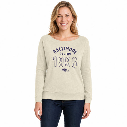 Baltimore Ravens  Women's NFL Big Date French Terry Pullover - Natural