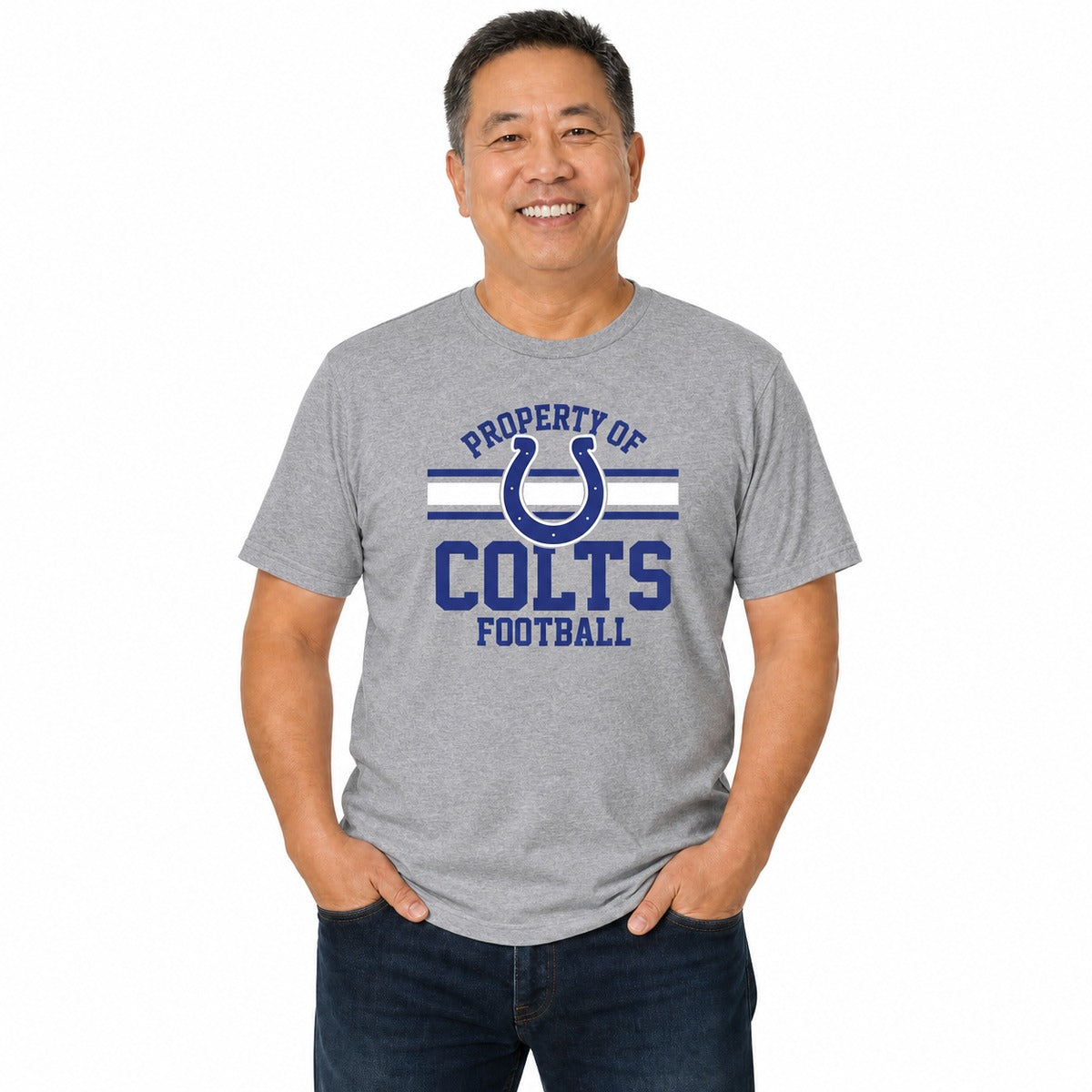 Indianapolis Colts  Property Of T-Shirt NFL Short Sleeve Men Women - Sport Gray