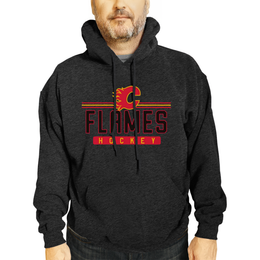 Calgary Flames NHL Adult Heather Charcoal True Fan Hooded Sweatshirt Unisex - Charcoal