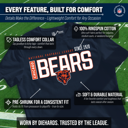 Chicago Bears  Modern Zone T-Shirt Men Women Officially Licensed NFL - Navy