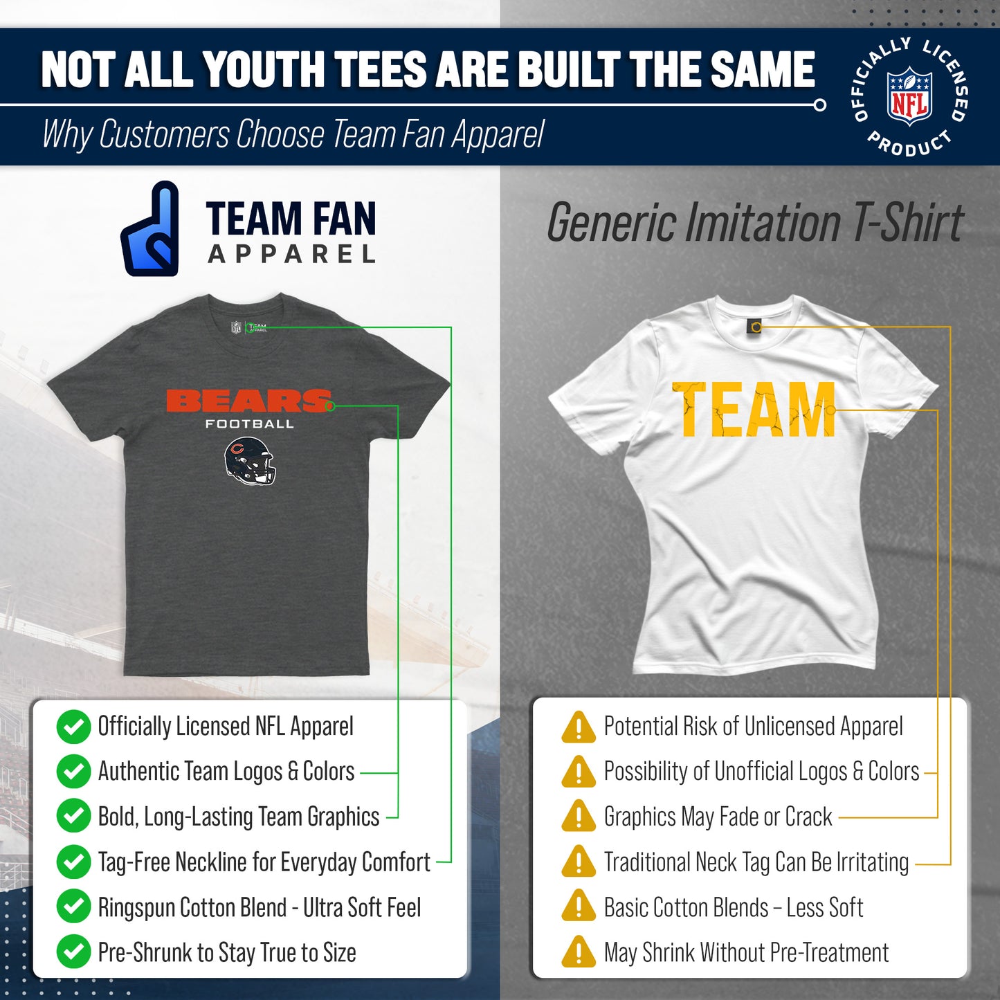 Chicago Bears NFL Youth Football Helmet Tagless T-Shirt - Charcoal