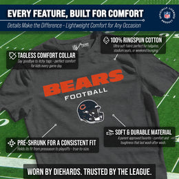 Chicago Bears NFL Youth Football Helmet Tagless T-Shirt - Charcoal