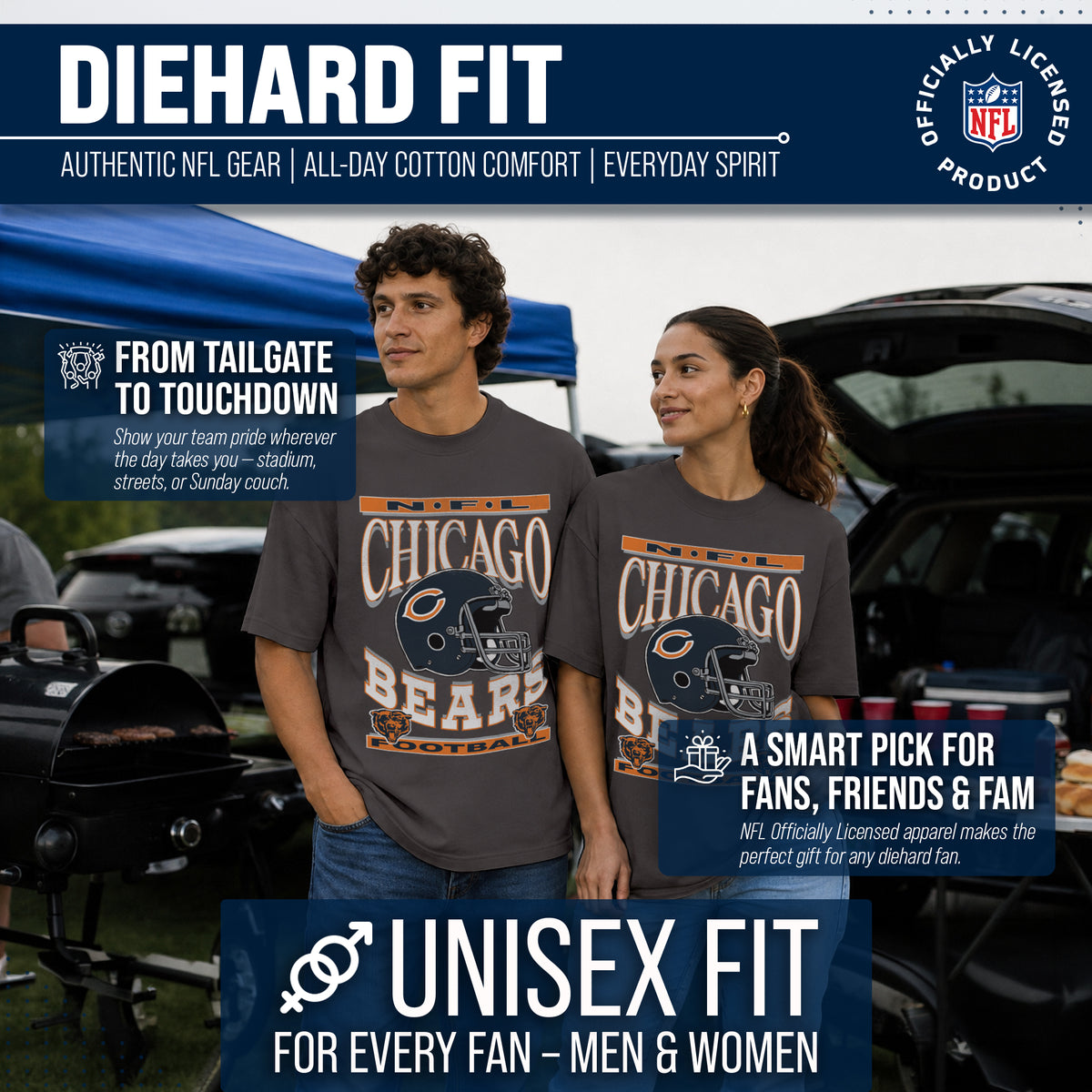 Chicago Bears  NFL Franchise Oversized Cotton Tee Men Fan Short Sleeve - Black