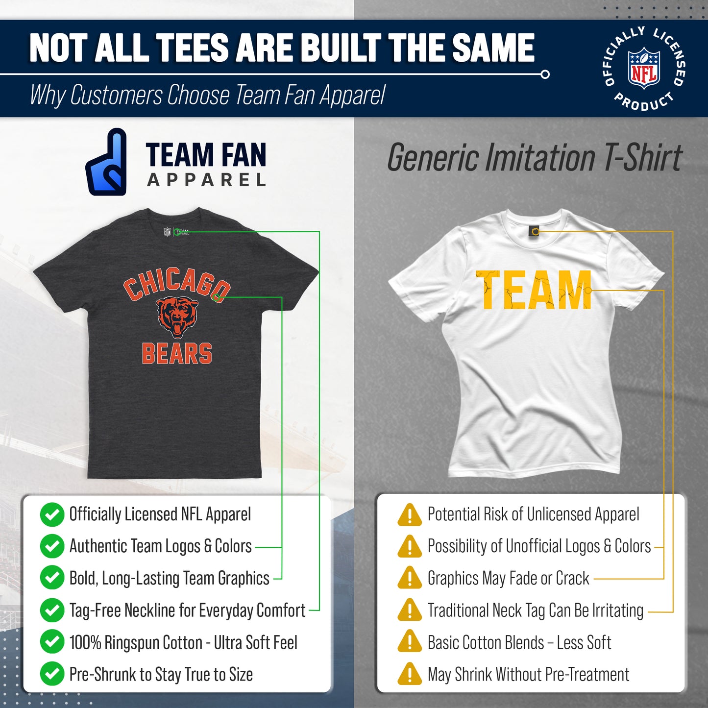Chicago Bears Team Fan Apparel NFL  Gameday T-Shirt - Heathered Charcoal