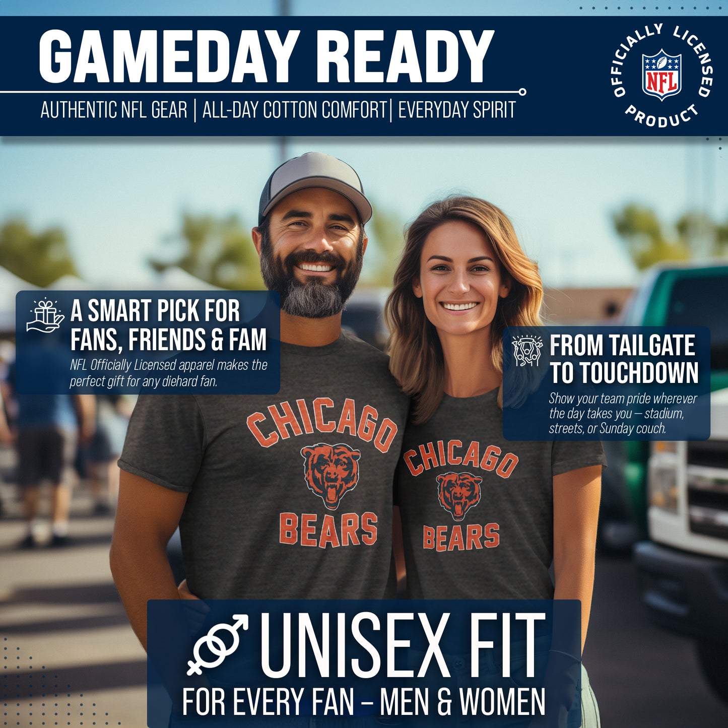Chicago Bears Team Fan Apparel NFL  Gameday T-Shirt - Heathered Charcoal