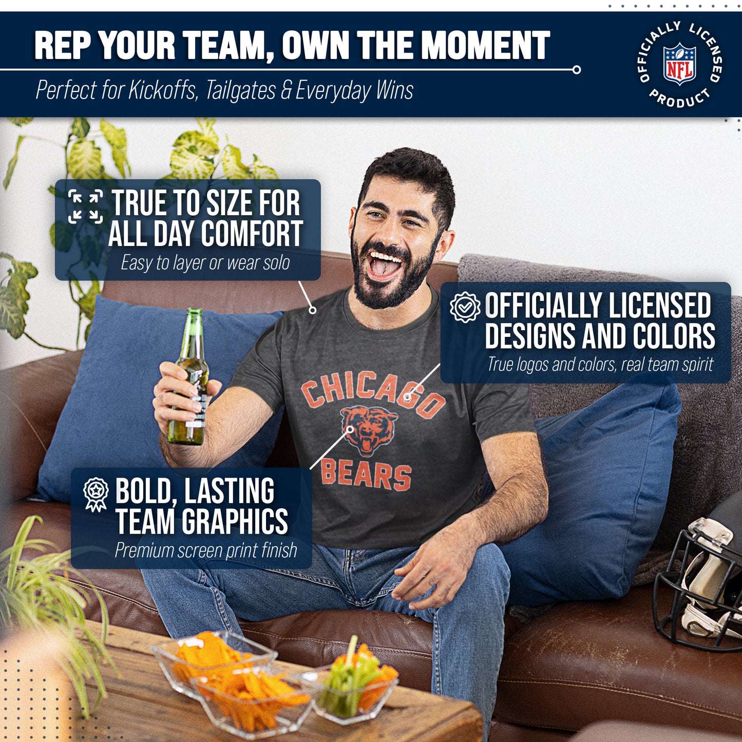 Chicago Bears Team Fan Apparel NFL  Gameday T-Shirt - Heathered Charcoal